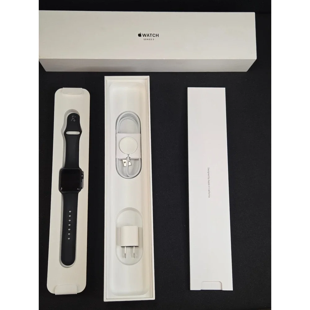 Apple Watch Series 3 38mm Space Gray Aluminum Black Sport Band GPS Cellular NEW